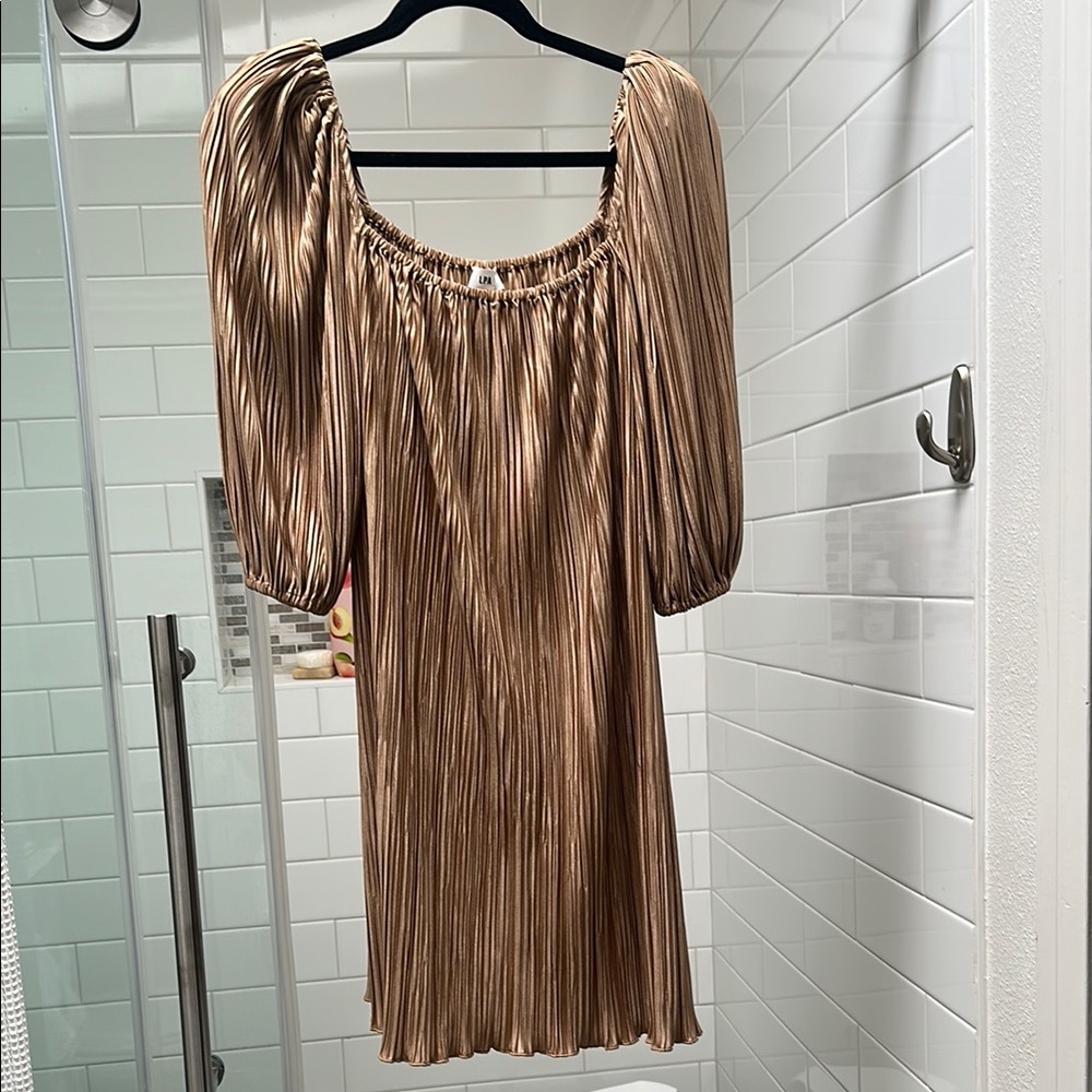 LPA Metallic Bronze Mini Dress